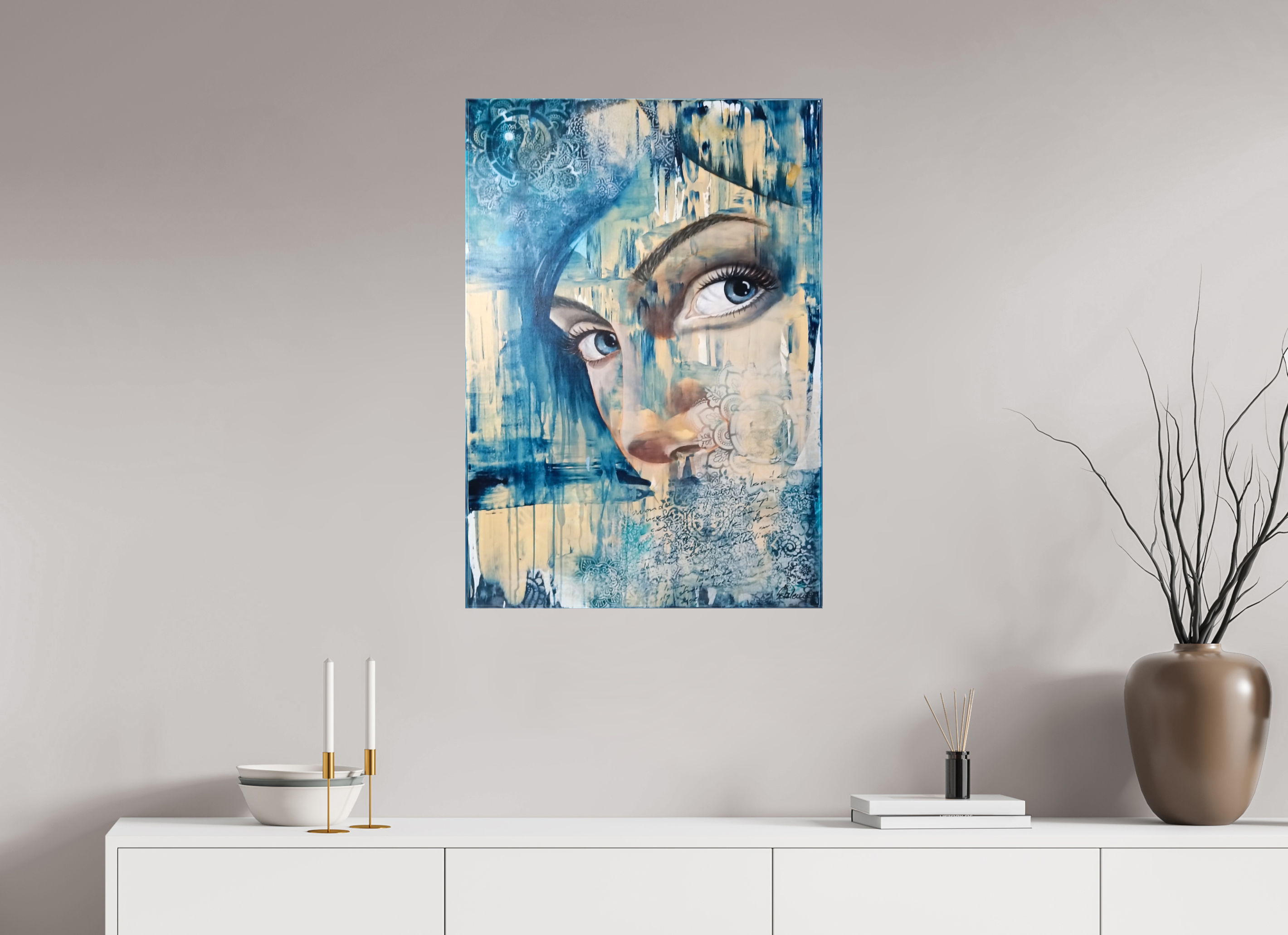 60 x 86 cm, Leinwand-Print-glänzend Indigo (Indigana)