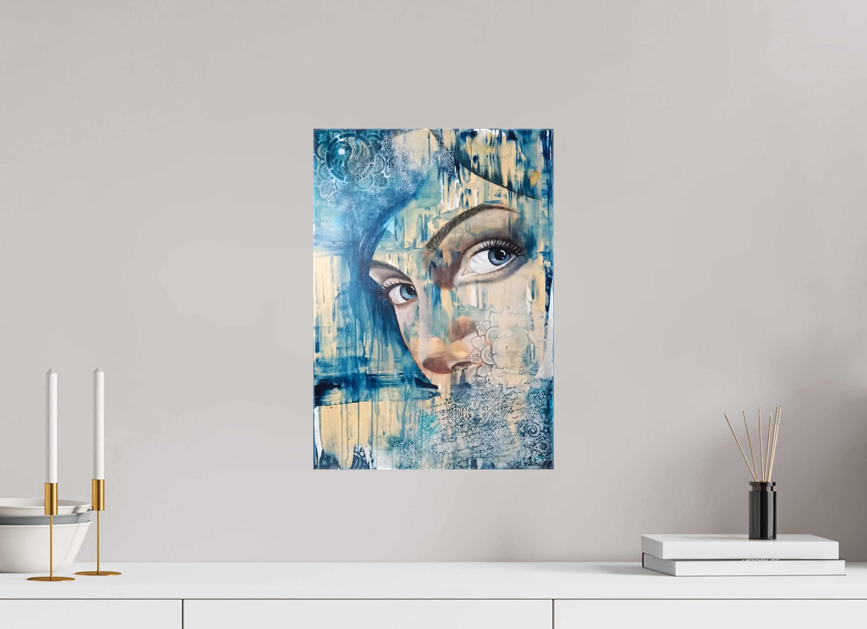 30 x 43 cm, Leinwand-Print-glänzend Indigo (Indigana)