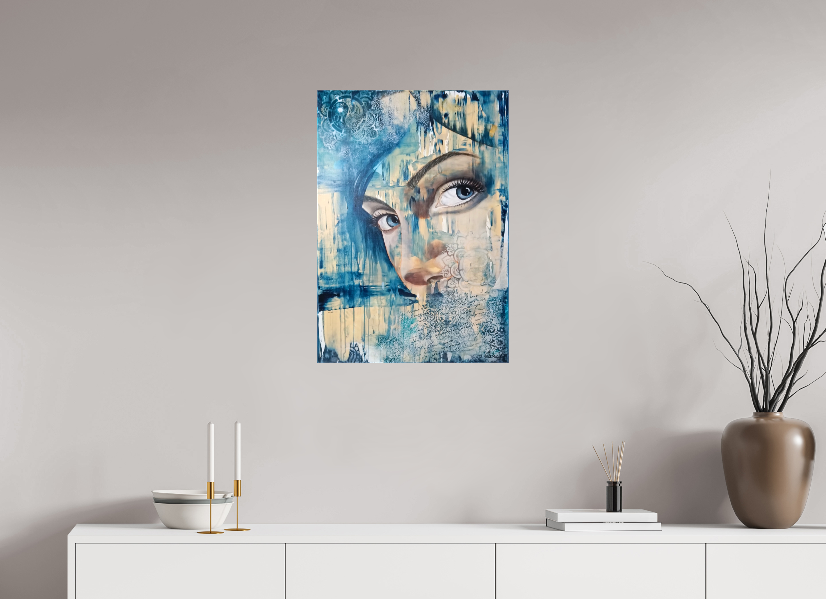 50 x 71,7 cm, Leinwand-Print-glänzend Indigo (Indigana)