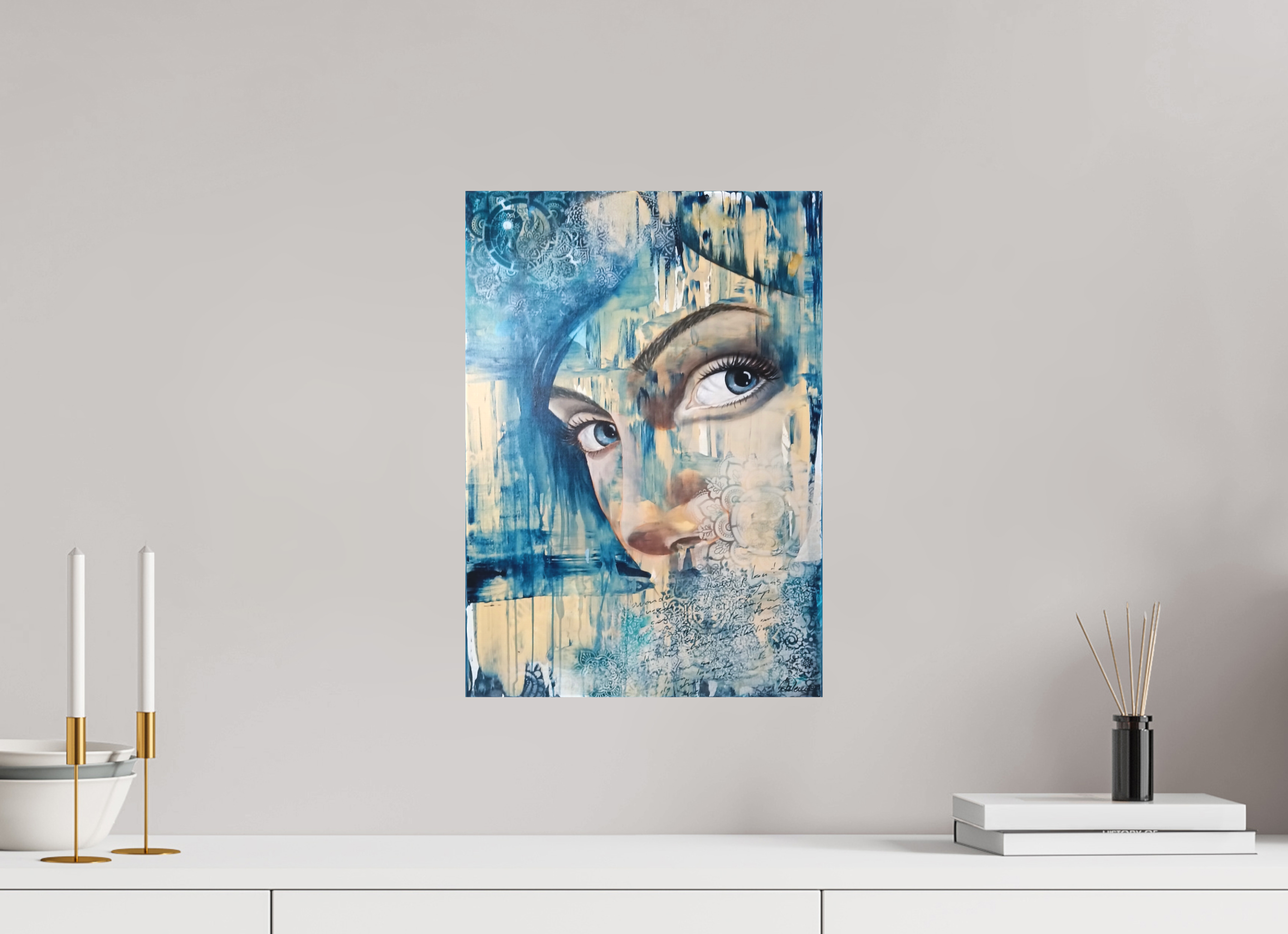 30 x 43 cm, Leinwand-Print-matt Indigo (Indigana)
