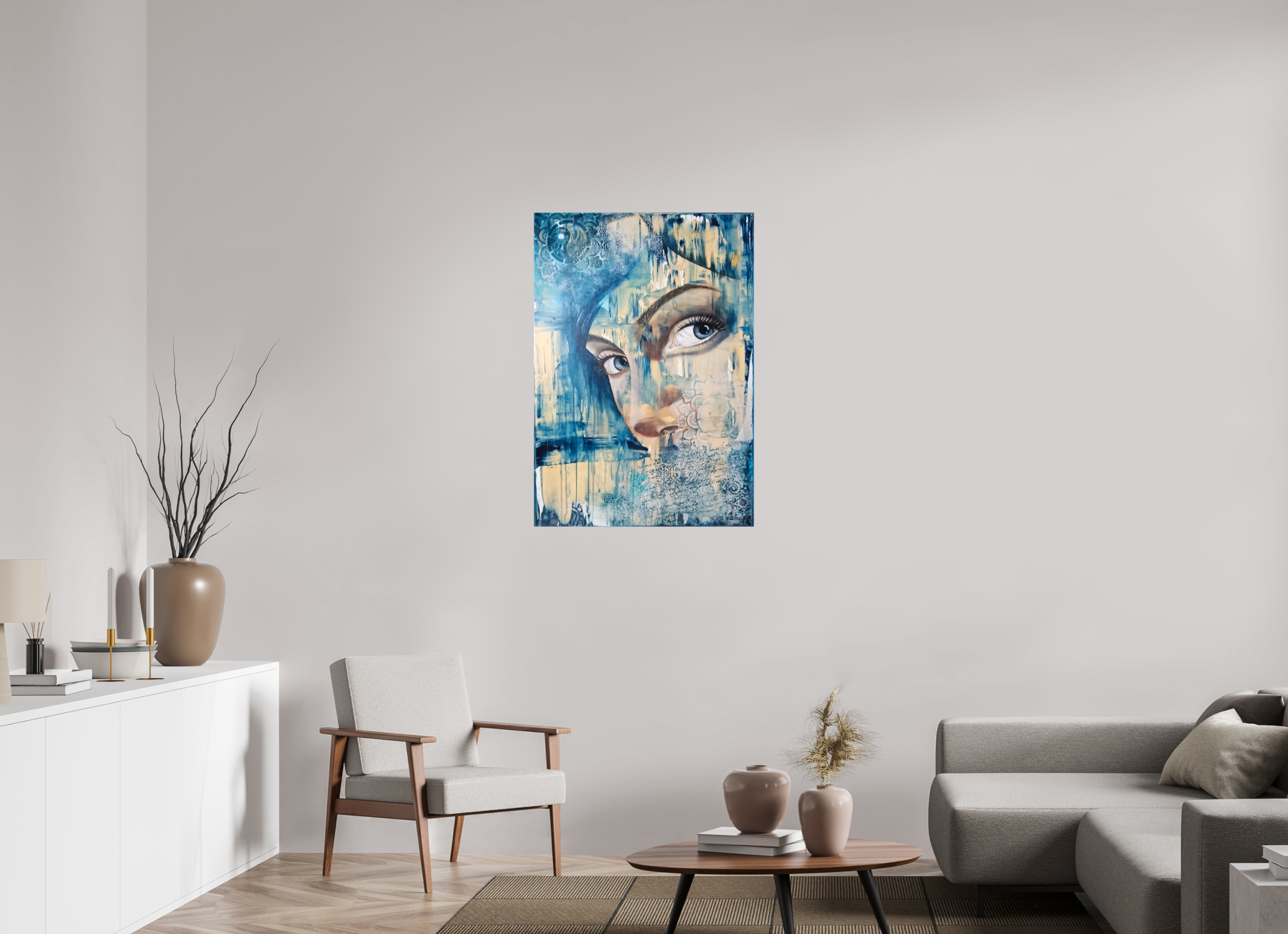 70 x 100,4 cm, Leinwand-Print-glänzend Indigo (Indigana)