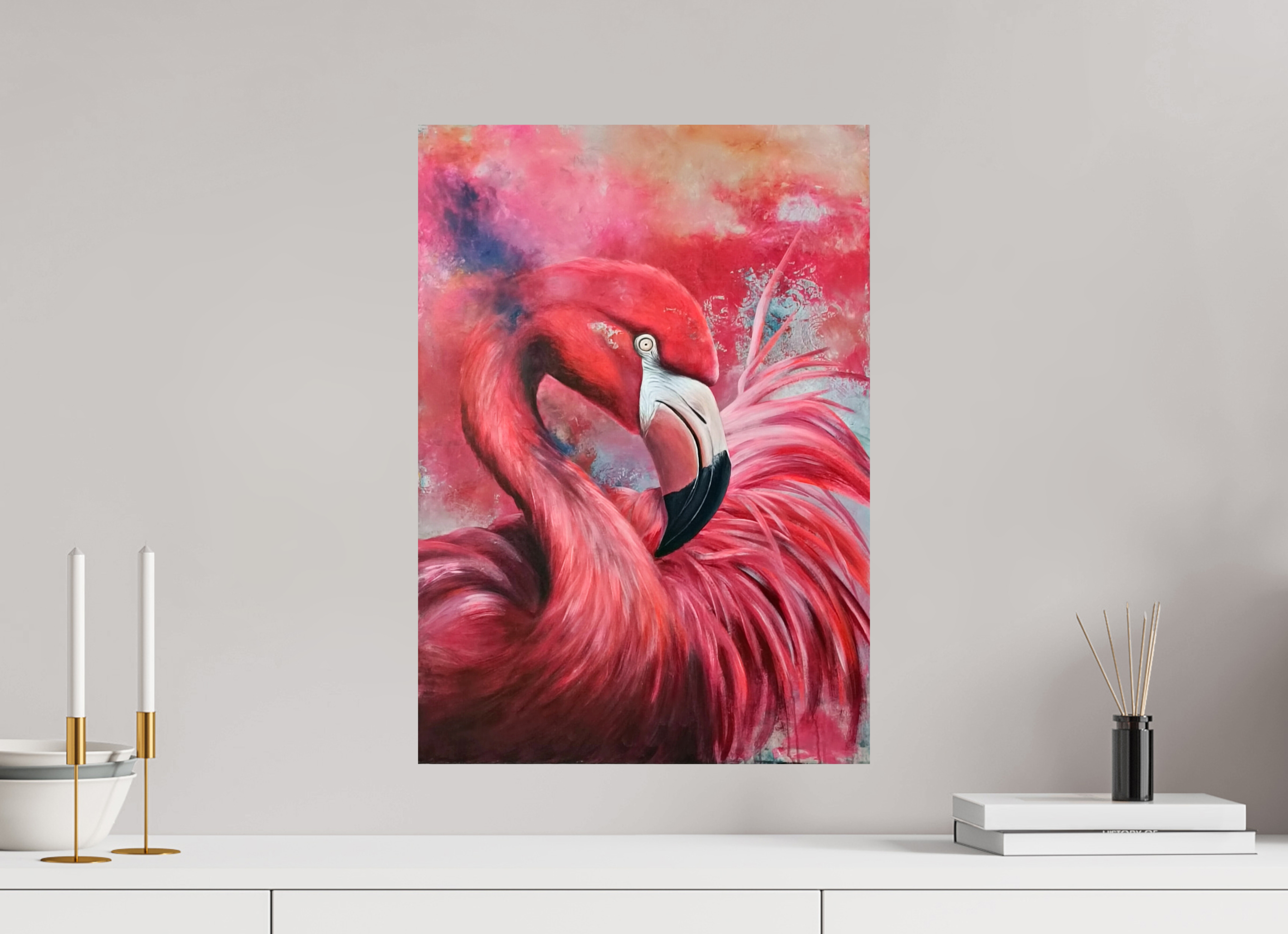 40 x 56,6 cm, Fine Art Print Flamingo – Exotische Eleganz in moderner Pracht - PRINT