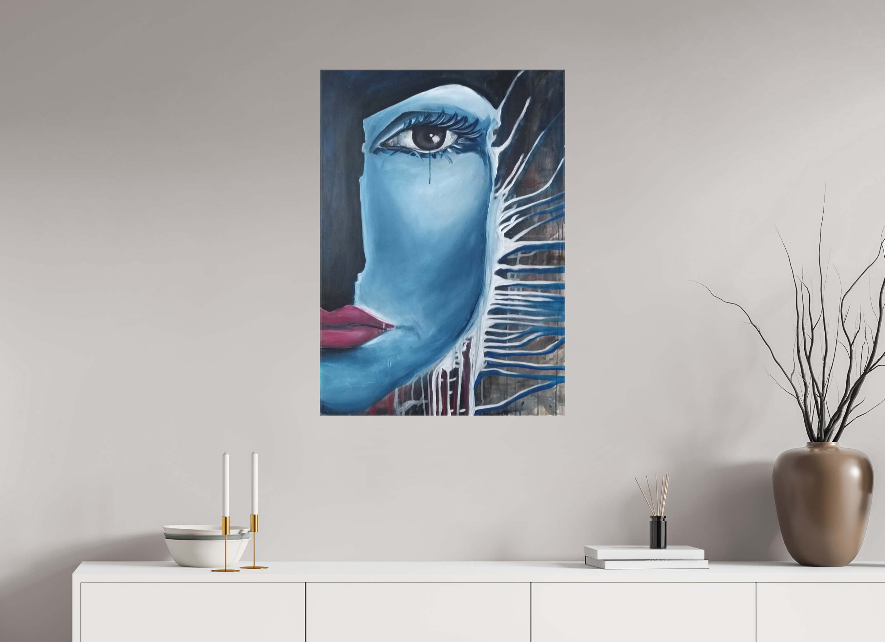 60 x 85 cm, Leinwand-Print-glänzend Wer bist du? PRINT